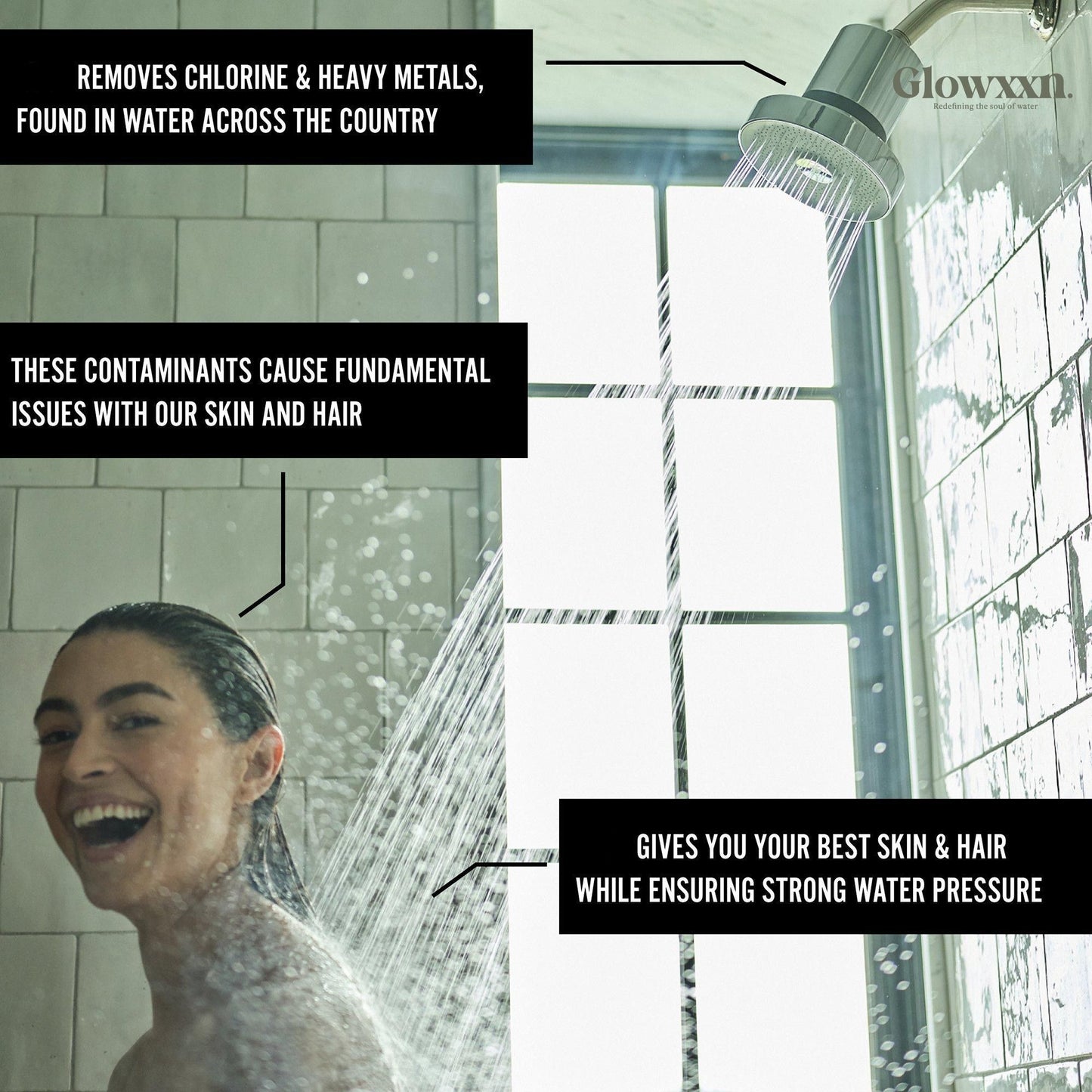 GLOWXXN Black Shower head filter